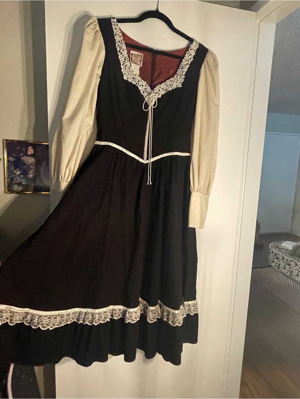 Gunne Sax Brown Corduroy 70s Prairie Midi Dress - Picture 8 of 8